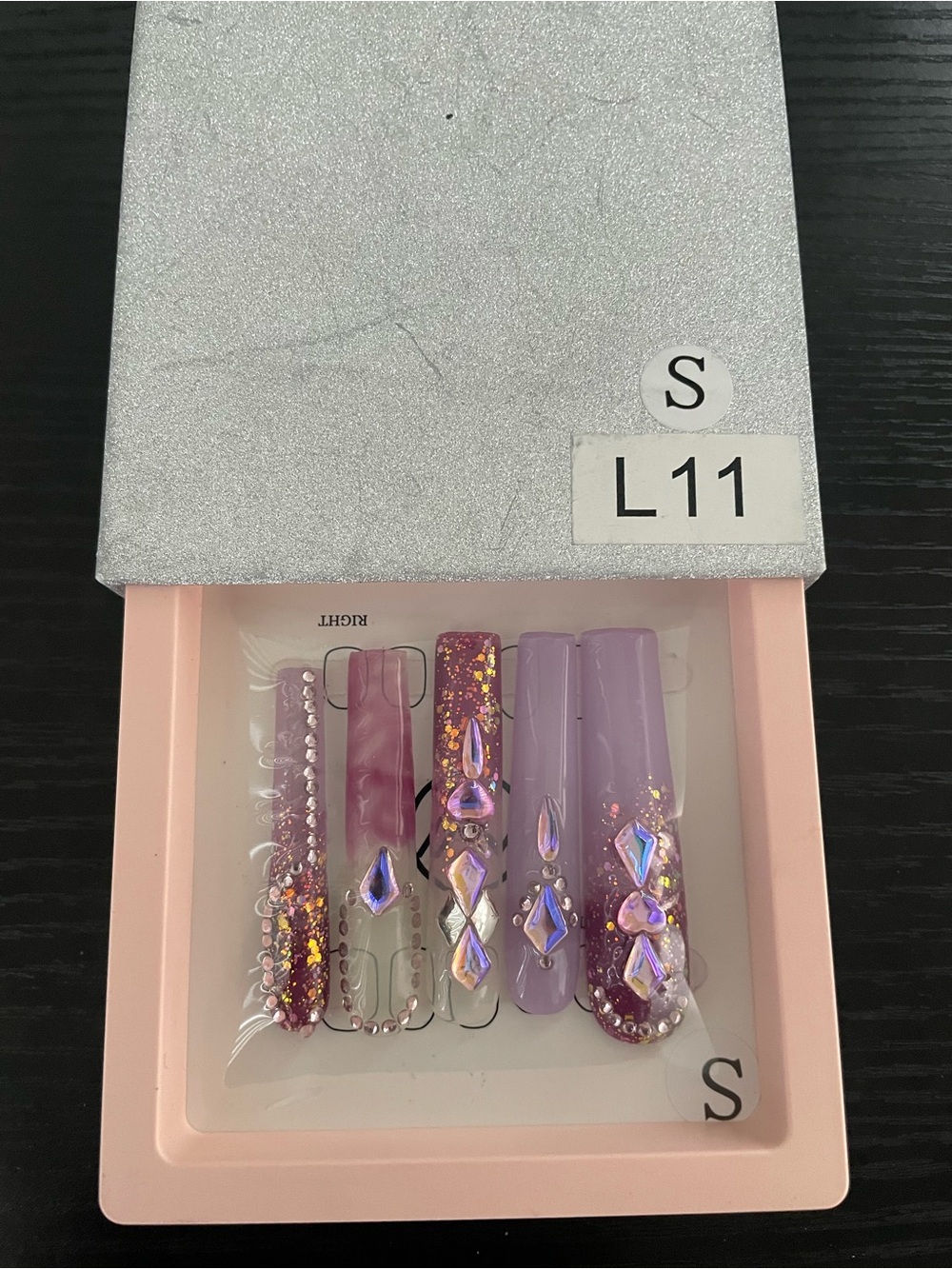 NV Pink & Lavender Crystal Press-On Nails - Picture 5 of 10